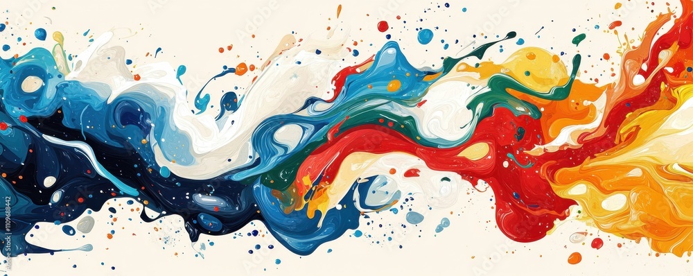 Poster Vibrant waves of color with dynamic fluid motion