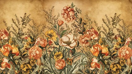 Abstract hand-drawn floral seamless pattern, vintage background. Floral pattern can be used for wallpaper, textile, pattern fills, web page background, surface textures, packaging, and invitations