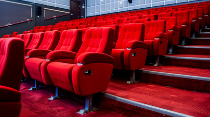October Cinema with empty red cinema hall seats and a comfortable auditorium view.