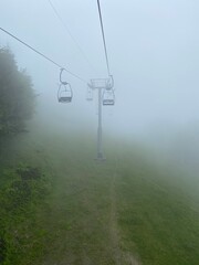 Cable line in fog