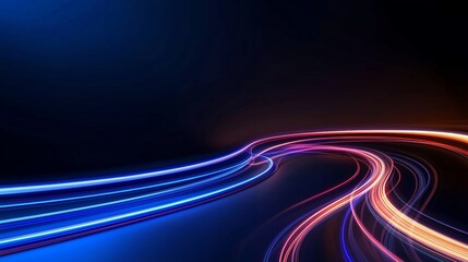 Data motion, blue neon lines, and a futuristic background.