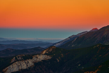 Day change in majestic mountains, traveling and hiking in nature. Beautiful sky scenery