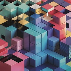 Obraz premium Vector Abstract geometric shape from cubes. squares