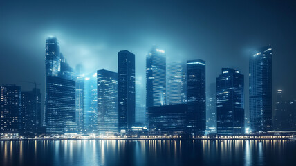 Fototapeta premium Abstract city concept background poster. Abstract urban geometric creative banner pattern. Digital illustration. AI artwork.