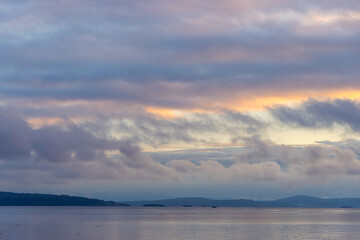 Serene Sunrise Over Vancouver Island's Coastal Horizon in British Columbia