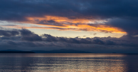 Dramatic Sunrise Over Ocean in Victoria, Vancouver Island, BC, Canada