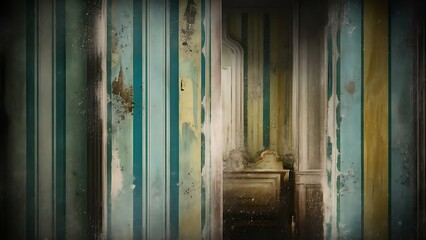 Vintage shabby wallpaper with stripes