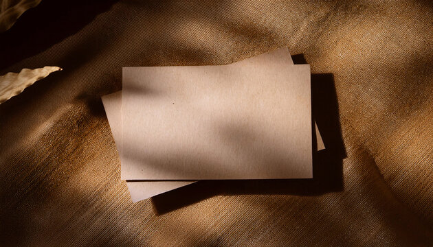 Business card mock up displayed on a textured paper surface with ample copy space for branding or design elements