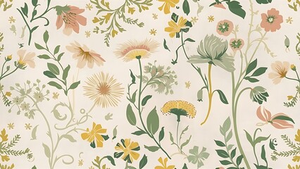 Light floral vintage seamless pattern for retro wallpapers