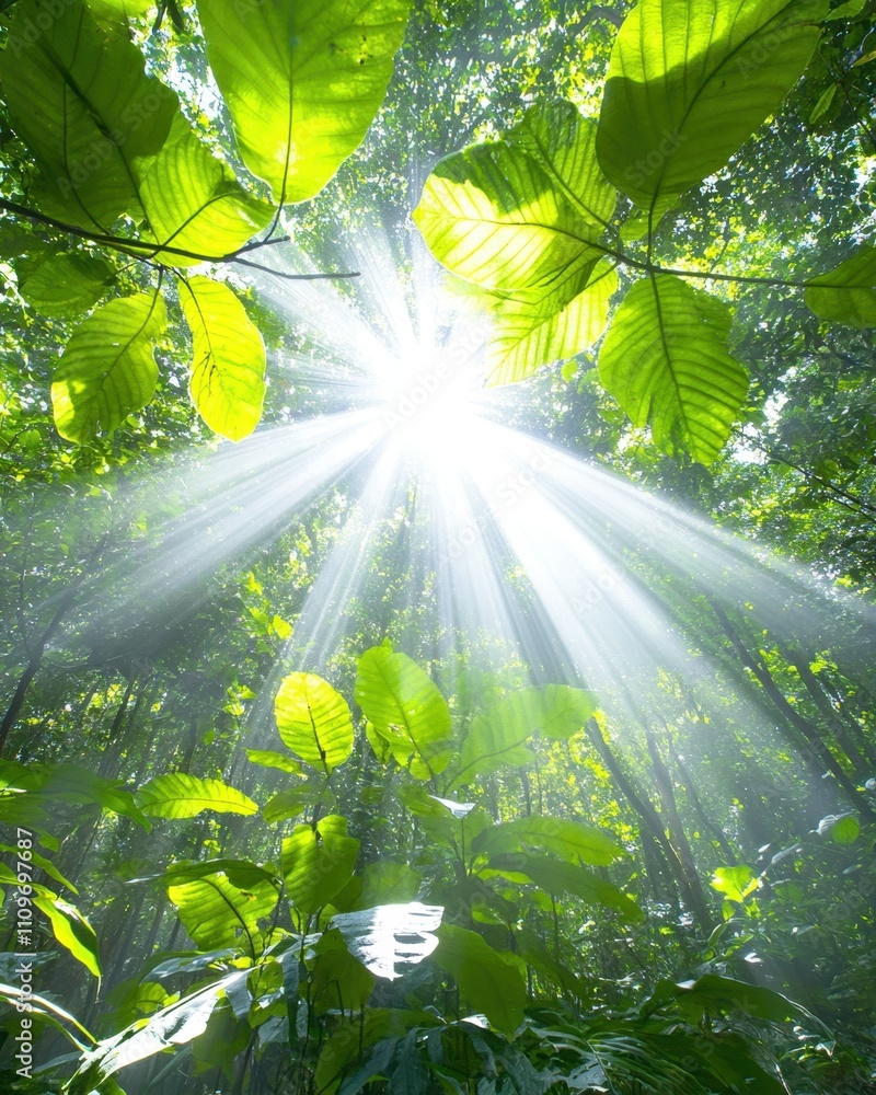 Aufkleber sunlight filters through a vibrant forest canopy, revealing nature's intricate patterns and textures