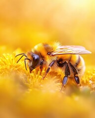 Insects Pollinating Vibrant Blooms on a Sunny Day of World Bee Day in May