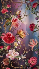 Floral pattern for wallpaper.