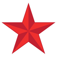 red star shape symbol, vector illustration of five pointed star