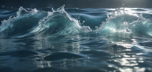 Crystal clear water wave with bubbles in motion, liquid, bubbles, movement