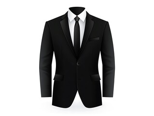 Classic black suit vector with a minimalistic white background, high-definition clarity, 32k resolution