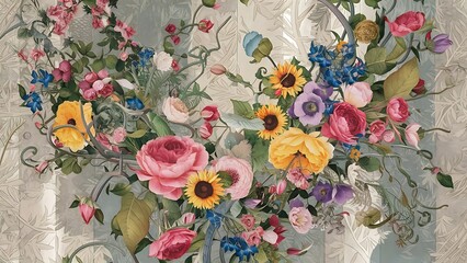 Floral pattern for wallpaper.