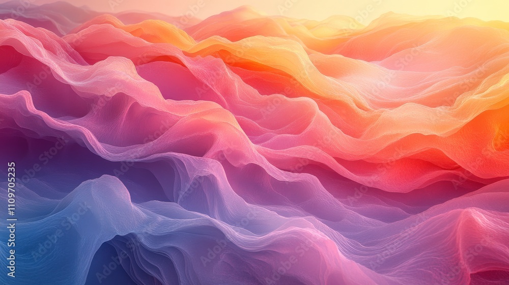 Aufkleber abstract waves of colorful fabric with soft flowing patterns, creating a dreamy landscape of light a