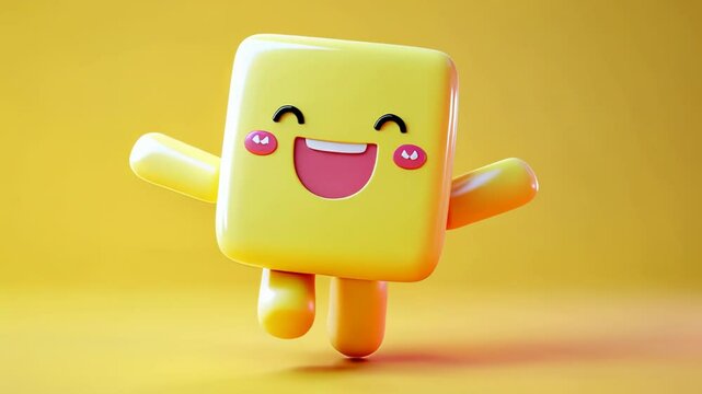 Cute Yellow Emojicon Happy Dancing!