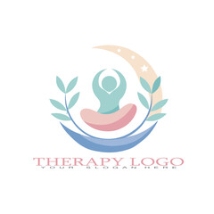 Calm Therapy Logo Design - Vector Illustration for Mental Health and Wellness.