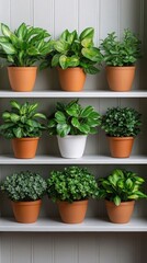 Fototapeta premium Assorted houseplants on shelf
