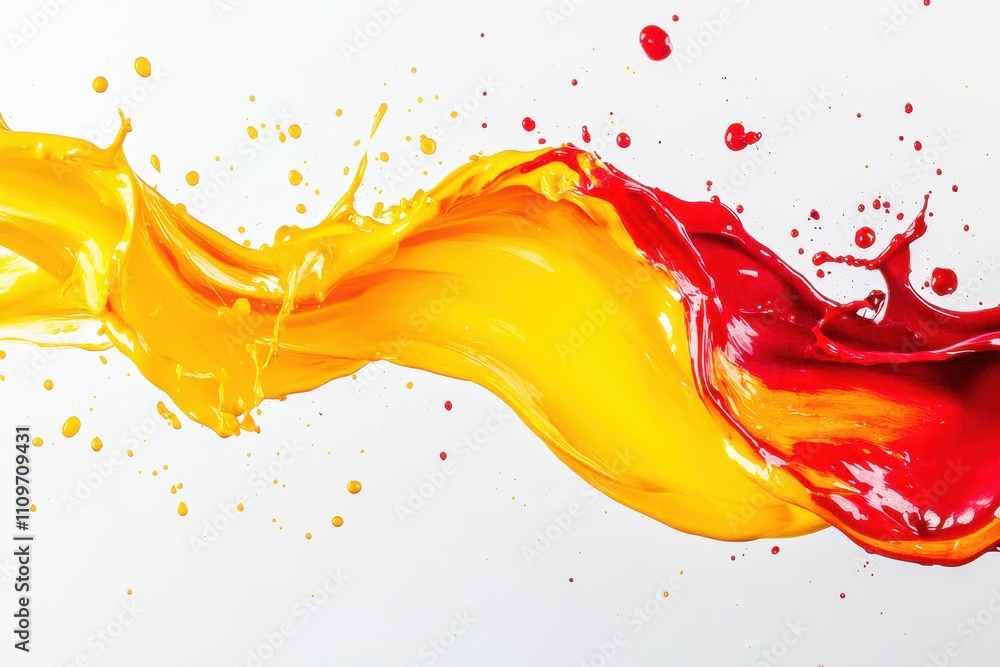 Poster Twp fluid and dynamic colors splash intertwining and creating a sense of motion and energy