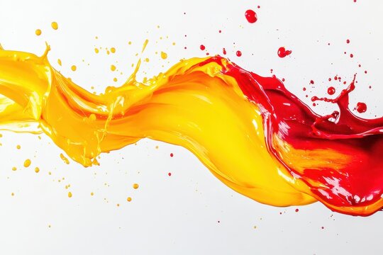 Twp fluid and dynamic colors splash intertwining and creating a sense of motion and energy