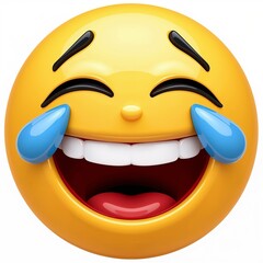 Laughing emoji with tears of joy on a white background