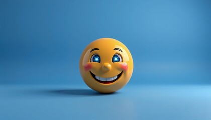 Happy emoji with sparkling eyes on a blue background