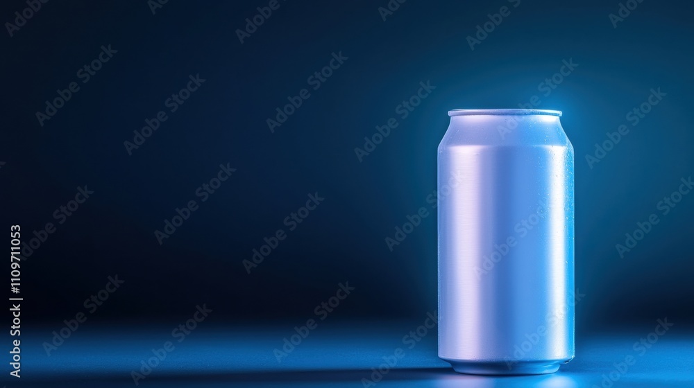 Poster close-up of a soda can. the can is silver in color and has a cylindrical shape with a flat top. it i