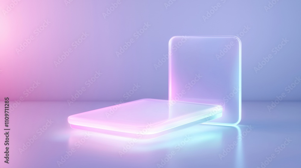 Poster 3d rendering of a square-shaped object with a transparent cover.