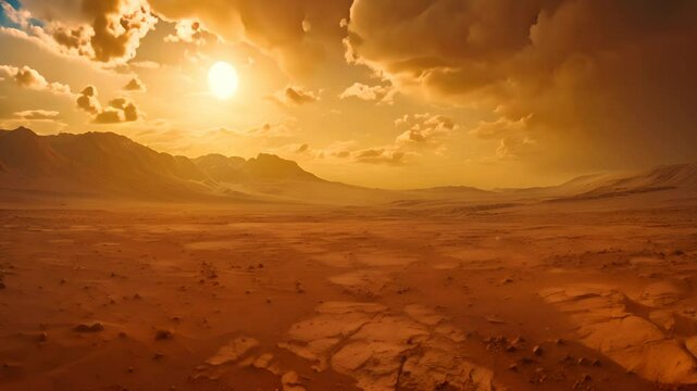 Mars Landscape Sunset Clouds Red Planet
