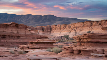Layers of stratified rock in earthy tones.
