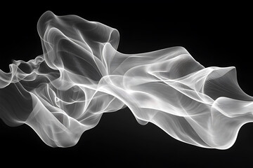 A realistic depiction of smoke swirling delicately in the air, showcasing intricate details and translucent layers.