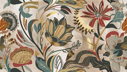 Abstract hand-drawn floral seamless pattern, vintage background. Floral pattern can be used for wallpaper, textile, pattern fills, web page background, surface textures, packaging, and invitations