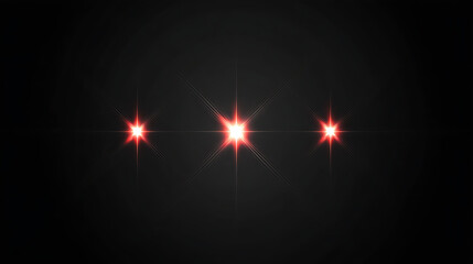 Three bright red stars are lit up on a dark background