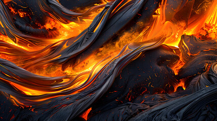 A fiery, swirling mass of orange and black waves.