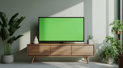 A Wide Thin Frame with a Green Screen Placed On It


