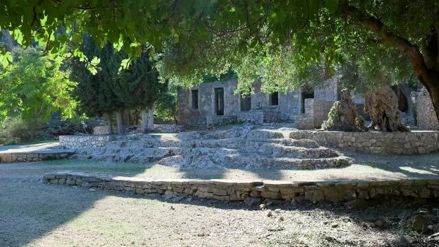 Sunlight moving over ancient greek ruins
