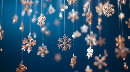 Festive snowflakes on a blue background snowflake.