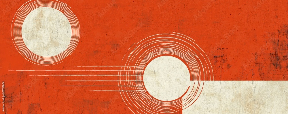 Poster abstract design with circular patterns on an orange background