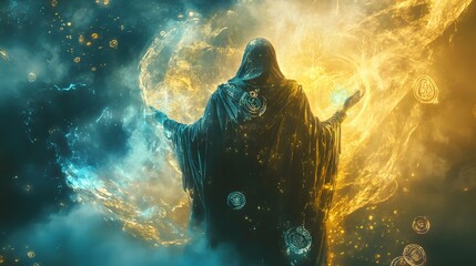 Mystical priest with a heavenly appearance and an aura