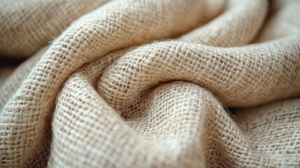 Fototapeta premium Close-Up of Natural Textured Fabric in Warm Tones Perfect for Crafts, Home Decor, and Textile Projects with a Rustic Feel and Earthy Aesthetic