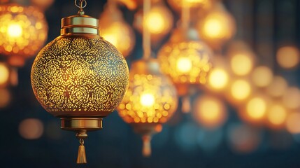 Illuminated Moroccan Lanterns Festive Golden Lights Ramadan Decor