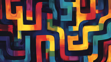Abstract depiction of a labyrinthine mind using vibrant colors. Labyrinthine. Illustration