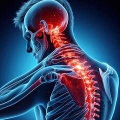 Neck and Upper Back Pain 3D Medical Illustration of Anatomy