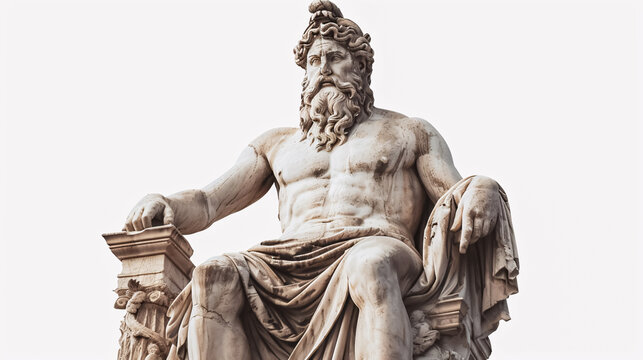 Statue of Zeus at Olympia (Greece) on white background