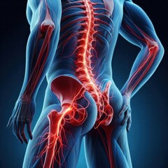 Anatomy Lower Back Pain Sciatica Spine Human Body 3D Medical Illustration