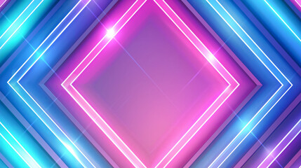 Vibrant Neon Geometric Design Showcasing Bright Blue and Pink Lines Arranged in a Diamond Pattern, Creating a Modern and Energetic Atmosphere Ideal for Digital Art or Promotional Visuals