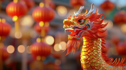 Chinese Dragon Statue Lantern Festival Asian Culture Lunar New Year