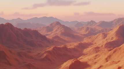 Fototapeta premium Panoramic view of a vast desert landscape at sunrise